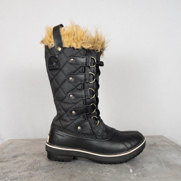 Sorel Shoes - Sorel Tofino II 2 Size 5 Waterproof Rain Snow Boots Lace Up Fur Lined Black Tan